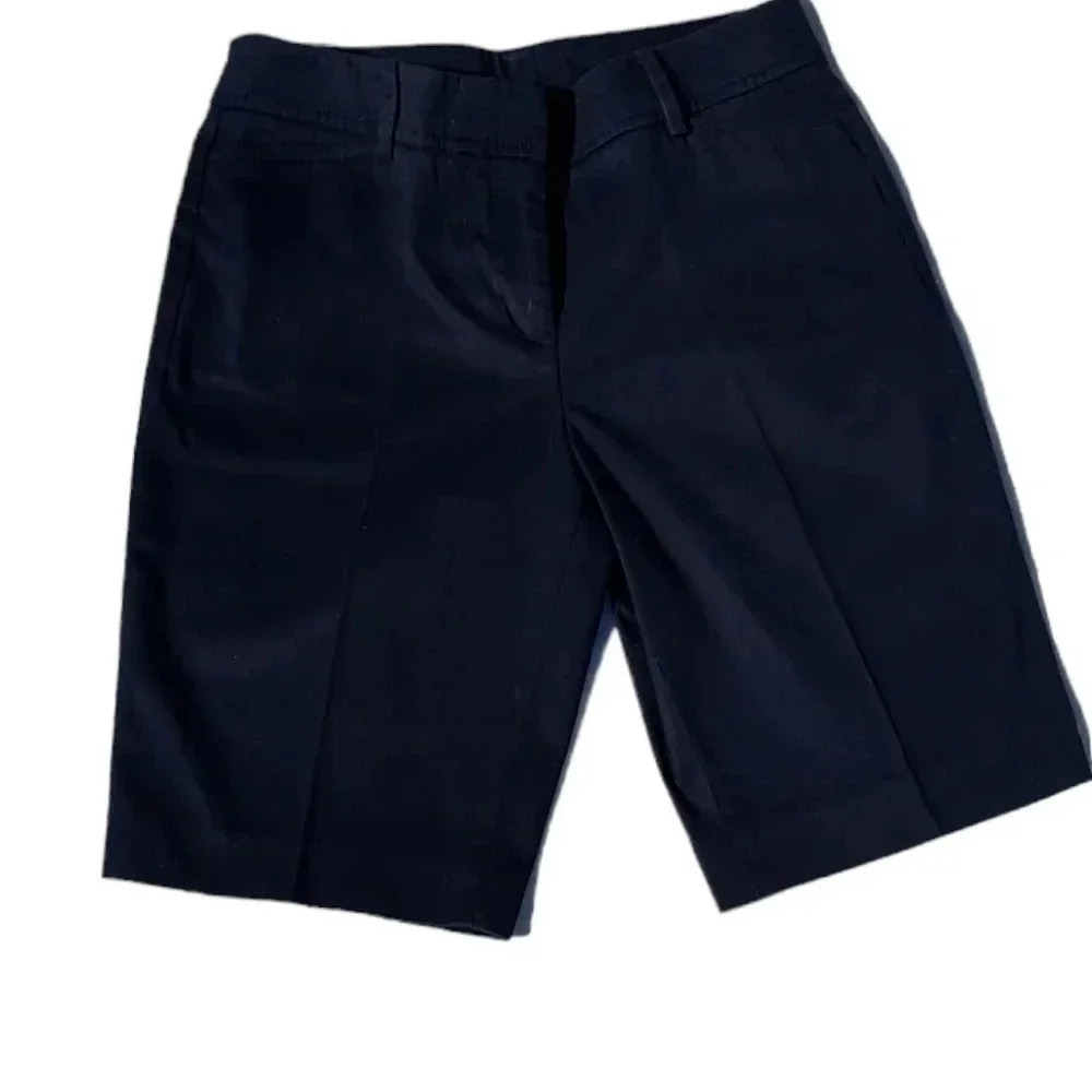 Talbots Perfect Womens Shorts Dark Blue Flat Front  Cotton Blend 2